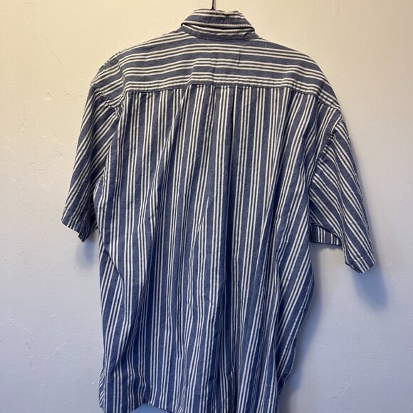 Boulevard Cotton Club Blue and White Striped Short Sleeve Button Down 2XL - Picture 4 of 4
